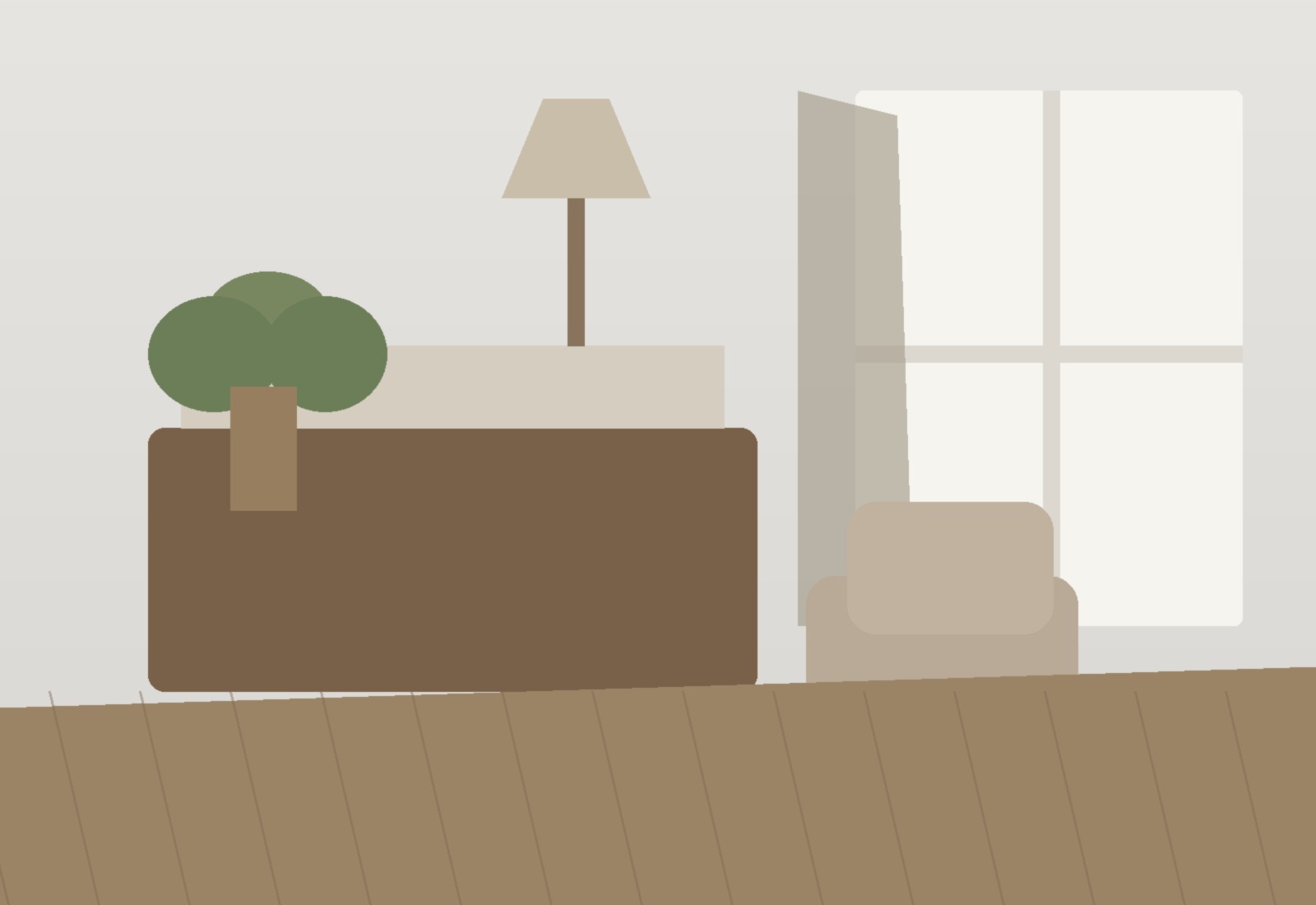 Calm neutral living room interior
